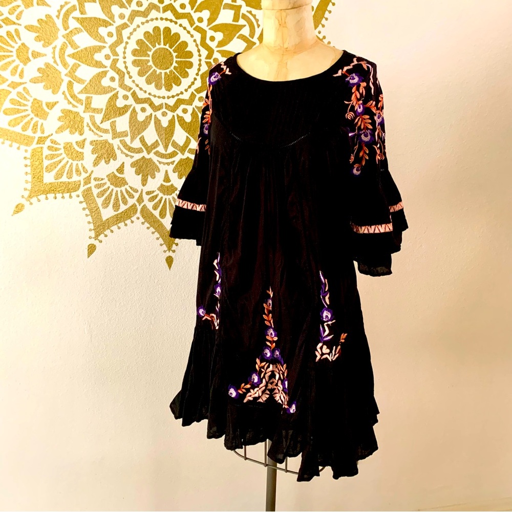 Embroidered Black Dress